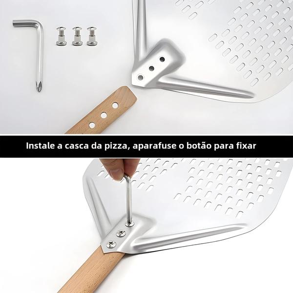 Pá de Pizza Antiaderente de Alumínio (12/14 Polegadas) com Alça Removível Imagem de Pá de Pizza Antiaderente de Alumínio (12/14 Polegadas) com Alça Removível
