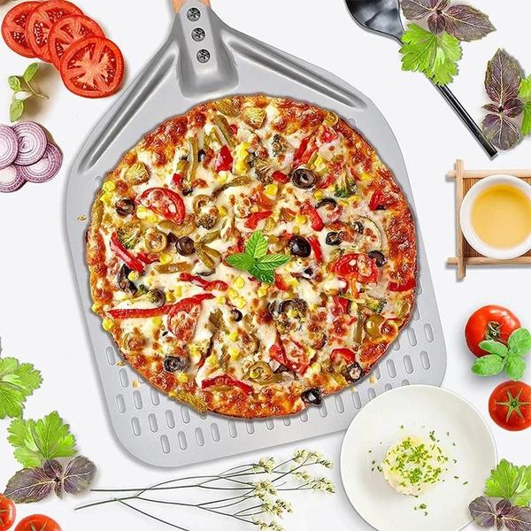 Pá de Pizza Antiaderente de Alumínio (12/14 Polegadas) com Alça Removível Imagem de Pá de Pizza Antiaderente de Alumínio (12/14 Polegadas) com Alça Removível