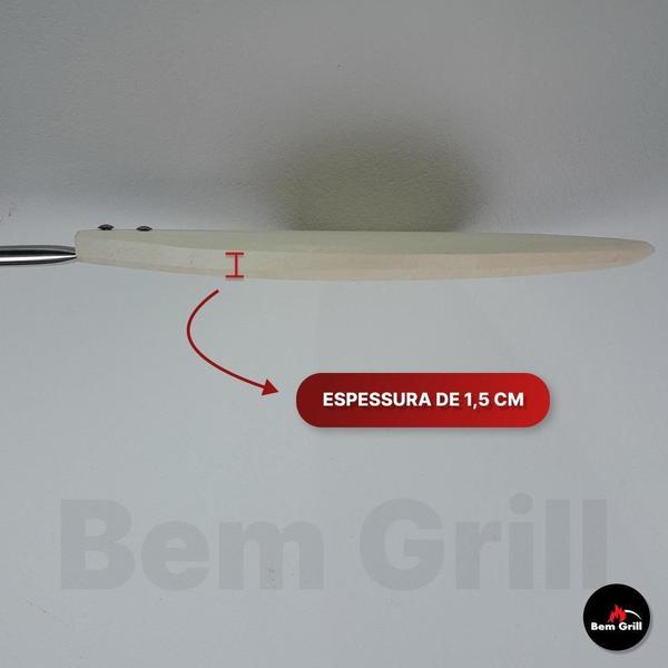 Pá De Pizza Madeira 36Cm Forno Lenha Cabo Curto Inox - Bem Grill Imagem de Pá De Pizza Madeira 36Cm Forno Lenha Cabo Curto Inox