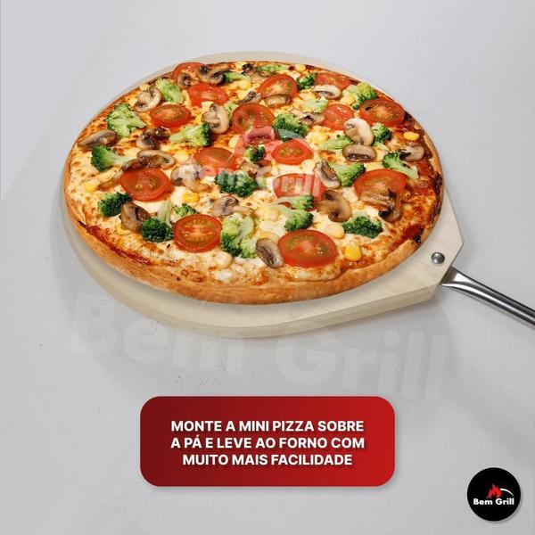 Pá De Pizza Madeira 36Cm Forno Lenha Cabo Curto Inox - Bem Grill Imagem de Pá De Pizza Madeira 36Cm Forno Lenha Cabo Curto Inox