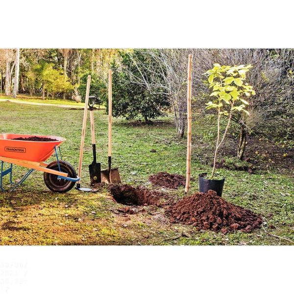 Imagem de Pá Jardineira Tramontina 444/00 em Aço com Cabo de Madeira 71 cm com Empunhadura Plástica Reta Ergon