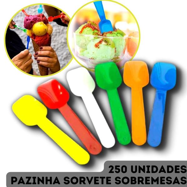 Imagem de Pá Pazinha Sorvete Sobremesas Descartável Plástica Maxplastic - 10cm - 250 Unidades