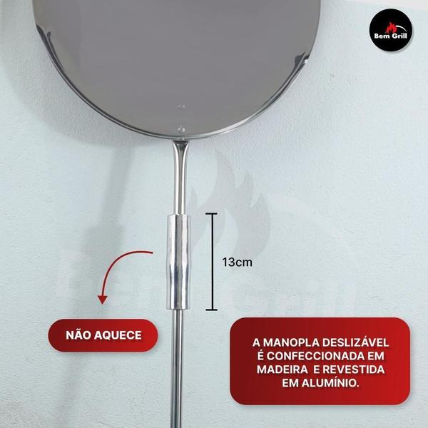 Imagem de Pá Pizza Diâmetro 30Cm Aço Inox Cabo 68 Cm Deslizante