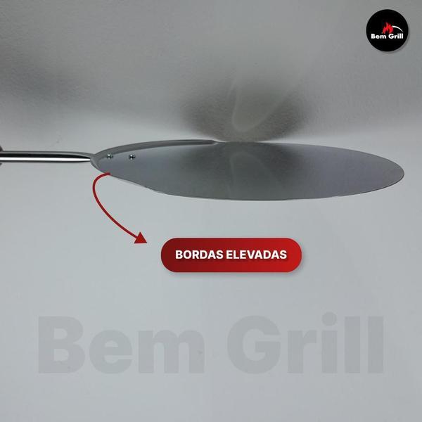 Imagem de Pá Pizza Madeira E Aço Inox 36Cm Forno Lenha Cabo Deslizante