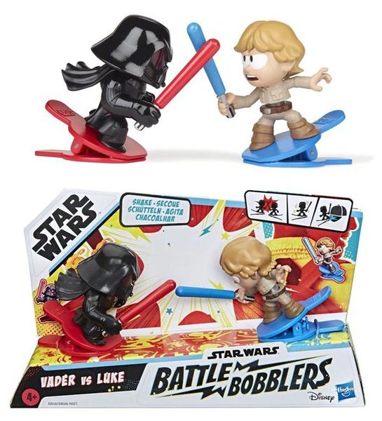 Imagem de Pack 2 Bonecos Star Wars Battle Bobblers Darth Vader vs Luke Skywalker - Figuras de Batalha Disney - Hasbro - E8030