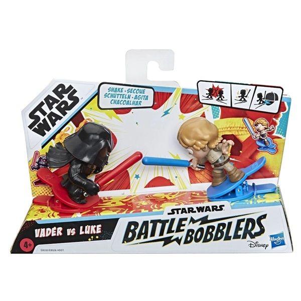 Imagem de Pack 2 Bonecos Star Wars Battle Bobblers Darth Vader vs Luke Skywalker - Figuras de Batalha Disney - Hasbro - E8030