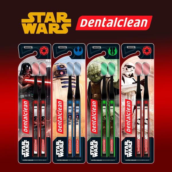 Imagem de Pack 2 Escovas de Dente Cerdas Macias Star Wars Yoda R2D2 Darth Vader Dentalclean