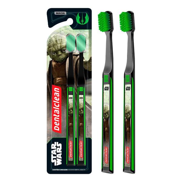 Imagem de Pack 2 Escovas de Dente Cerdas Macias Star Wars Yoda R2D2 Darth Vader Dentalclean