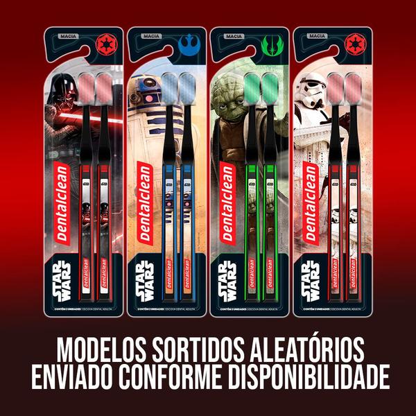 Imagem de Pack 2 Escovas de Dente Cerdas Macias Star Wars Yoda R2D2 Darth Vader Dentalclean