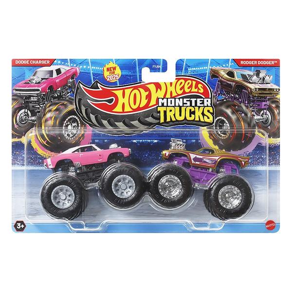 Imagem de Pack 2 Hot Wheels Monster Trucks 1:64 Dodge Charger vs Rodger Dodger FYJ64 JCC79 - Mattel