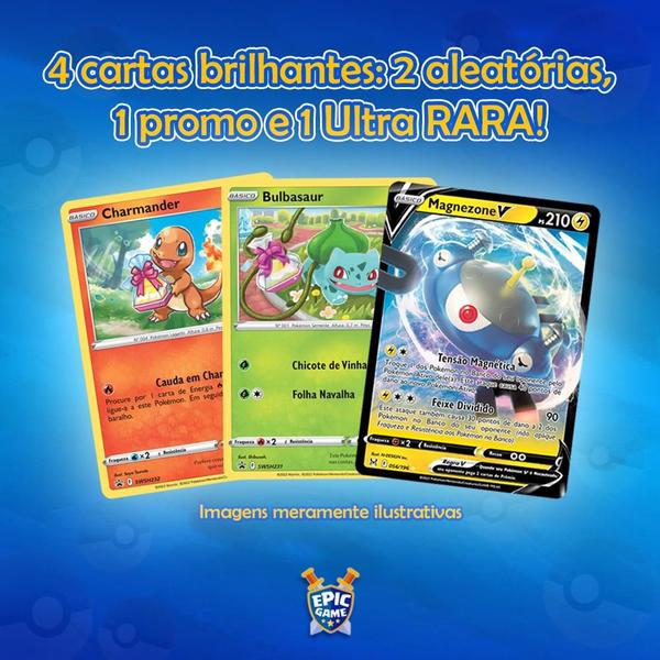 Imagem de Pack 200 Cartas Pokemon 4 Brilhantes 1 Ultra Rara Garantida