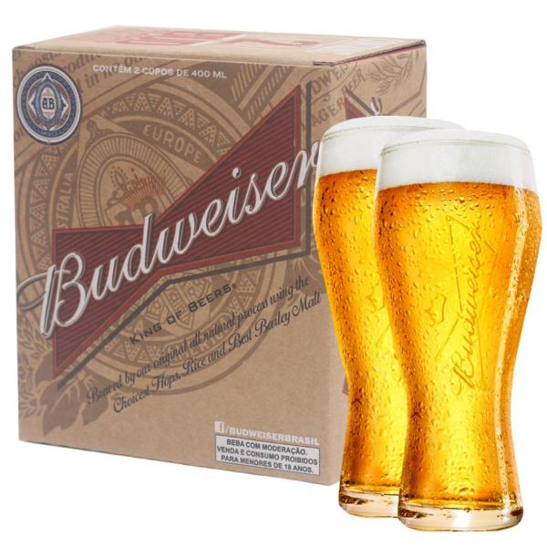 Imagem de Pack 4 Cervejas Budweiser Long Neck 330ml + 2 Copos Oficiais