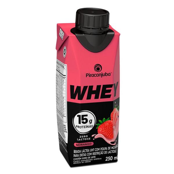 Imagem de Pack 6 unidades Bebida Láctea Whey 15g de Proteína Piracanjuba Zero Lactose Pronto para Consumo Sabor Morango 250ml Kit