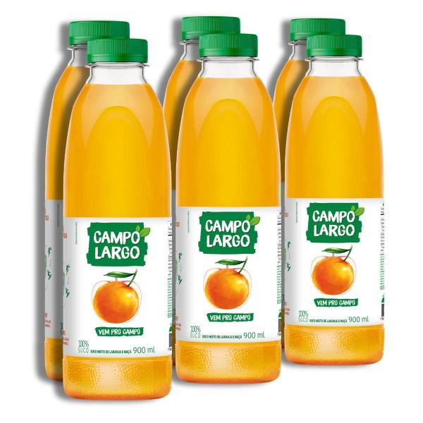 Imagem de Pack 6 unidades Suco de Laranja e Maçã Campo Largo 900ml - Kit com 6x900ml