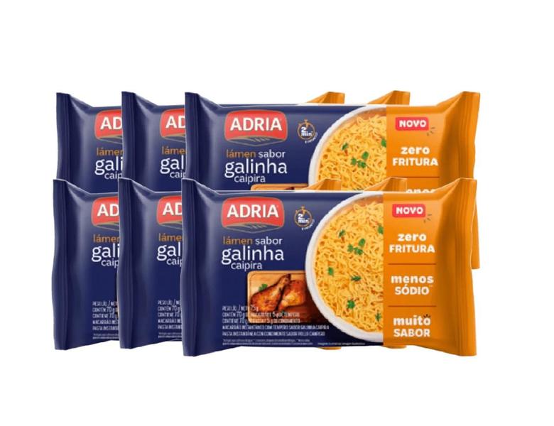 Imagem de Pack 6x Macarrão Instantâneo Lámen Galinha Caipira 75g Adria