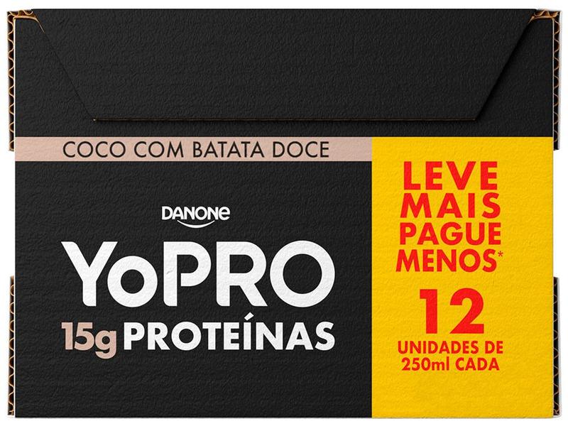Pack Bebida Láctea UHT com 15g de Proteínas YoPRO - Coco com Batata Doce 250ml 12 Unidades Pack Bebida Láctea UHT com 15g de Proteínas YoPRO - Coco com Batata Doce 250ml 12 Unidades