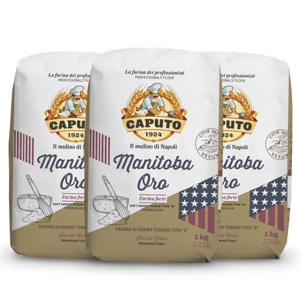 Imagem de Pack c/ 3 Farinhas 0 Italiana Caputo Manitoba Oro  1kg