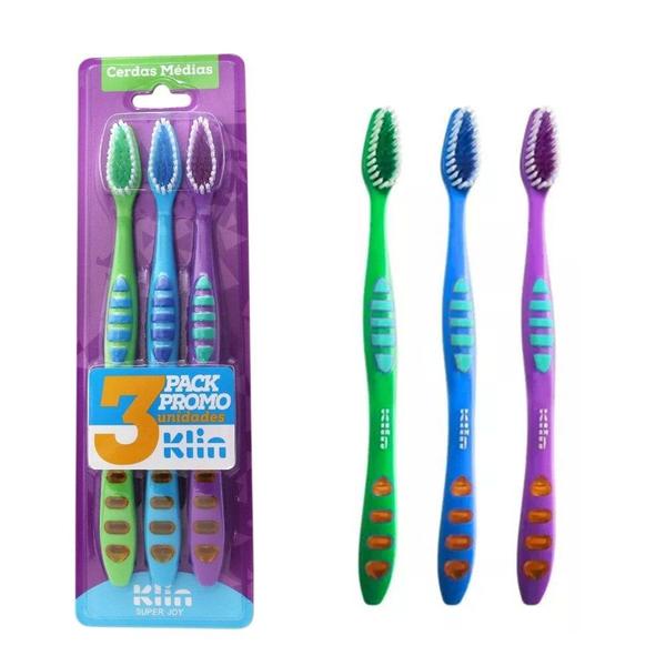 Imagem de Pack c/ 3un Escova de Dente Cerdas Média Super Joy Klin