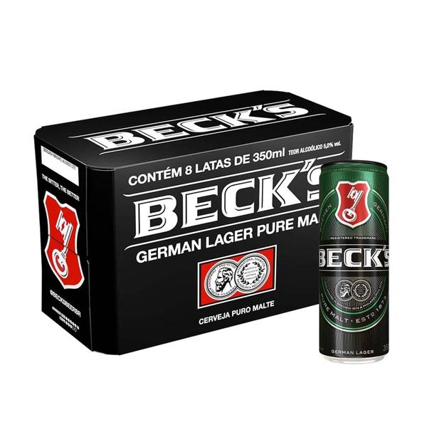 Imagem de Pack Cerveja Beck's Puro Malte Lata 350ml Com 8 Unidades