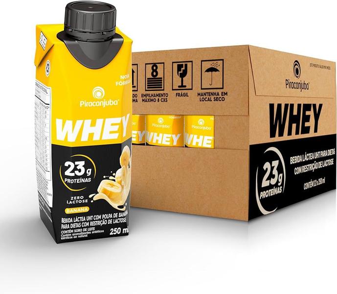 Imagem de Pack Com 12x Whey Zero Lactose 23g Piracanjuba Banana 250ml