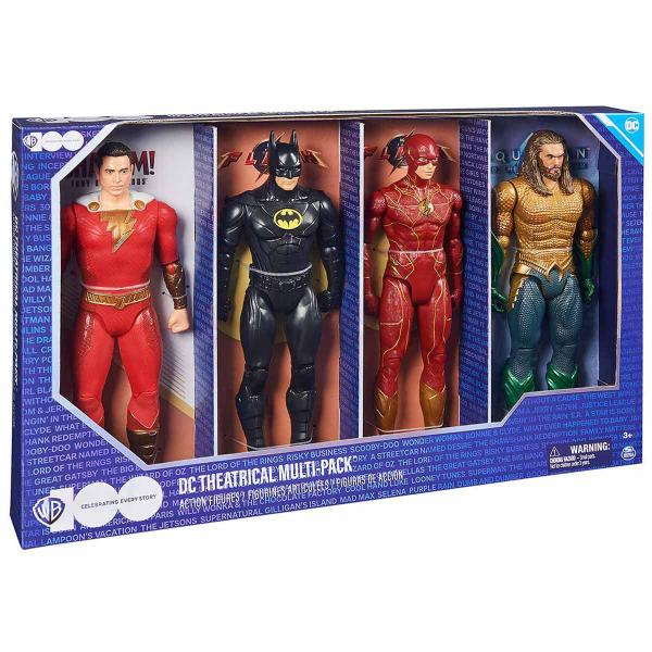 Imagem de Pack com 4 Figuras Articuladas - Batman, Flash, Shazam e Aquaman - Especial 100 Anos - 30 cm - Sunny