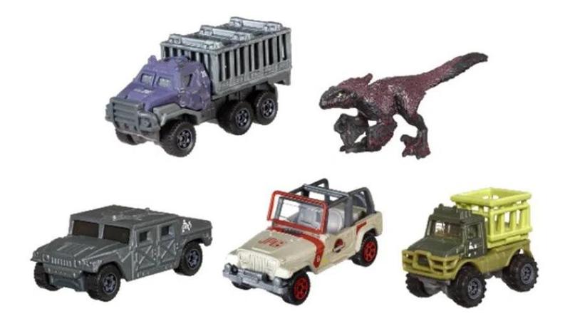 Pack com 5 Miniaturas Jurassic World Sortidas Matchbox 1/64 Imagem de Pack com 5 Miniaturas Jurassic World Sortidas Matchbox 1/64