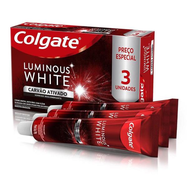 Imagem de Pack Creme Dental Colgate Carvão Ativado Luminous White 3un 70g