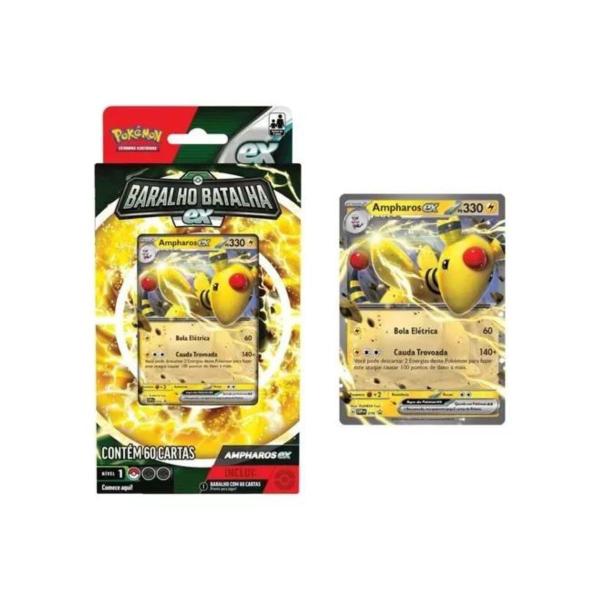 Imagem de Pack Deck Com 60 Cartas Baralho Batalha Pokémon Ampharos Ex