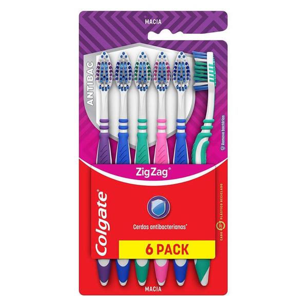 Imagem de Pack Escova Dental Colgate Zig Zag Antibacteriana com 6 unidades