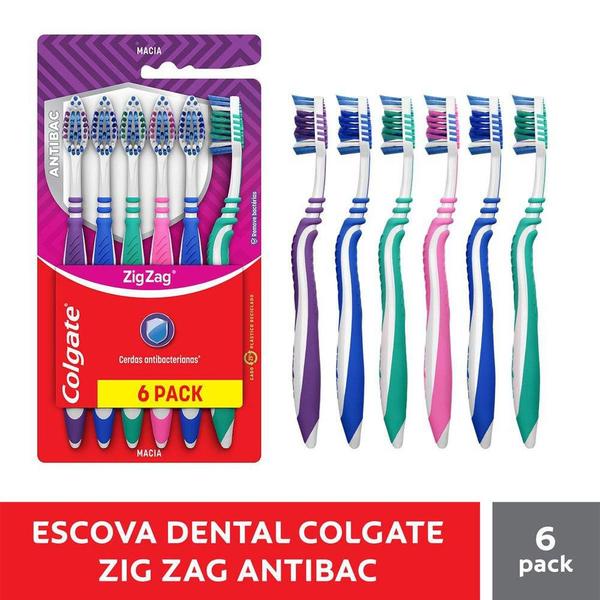 Imagem de Pack Escova Dental Colgate Zig Zag Antibacteriana com 6 unidades