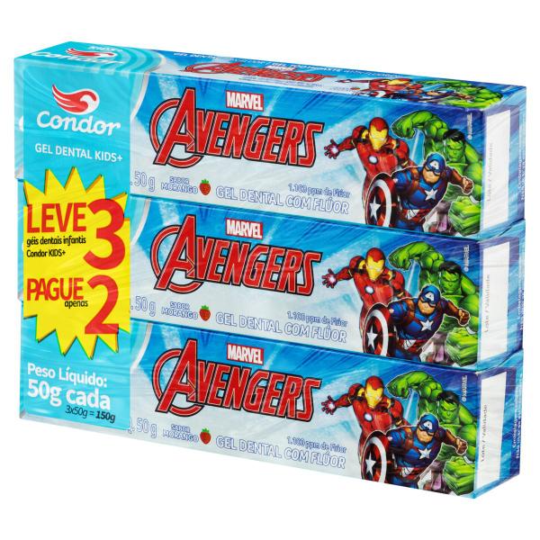 Imagem de Pack Gel Dental com Flúor Morango Avengers Condor Kids