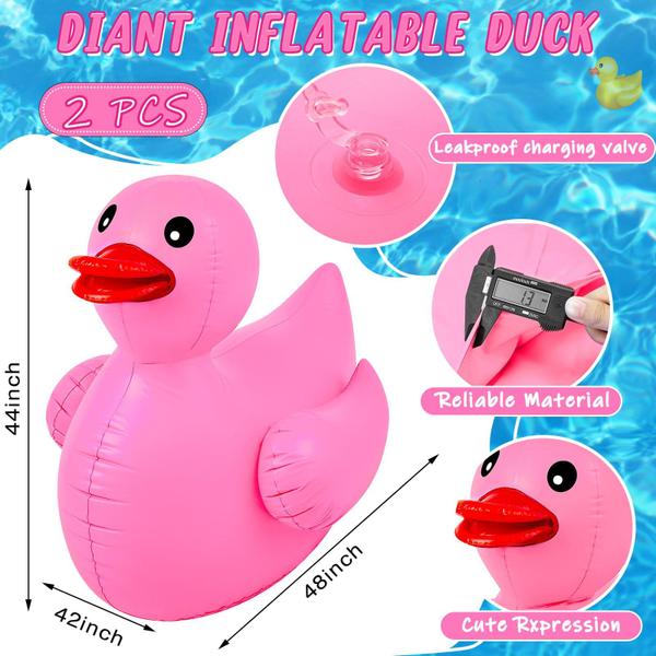 Imagem de Pack inflável Duck Pool Float, 4 pés, gigante, pacote com 2 unidades para crianças, rosa