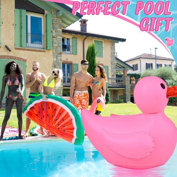 Imagem de Pack inflável Duck Pool Float, 4 pés, gigante, pacote com 2 unidades para crianças, rosa