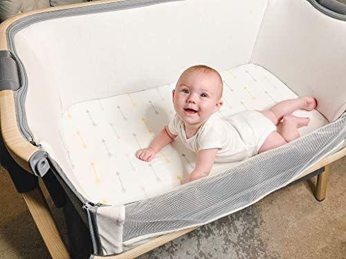 Imagem de Pack n Play Sheets  Pacote Premium e Folhas de Jogo 4 Pack  100% Super Soft Jersey Knit Cotton Playard Colchões Sheets  Playpen Portátil Play Yard Mini Crib Sheet for Girl (24 x 38 x 5)