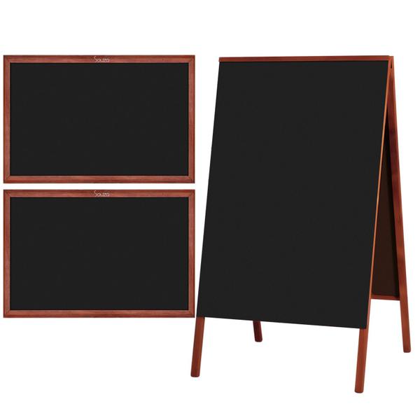 Pack Placa Lousa Quadro Cavalete Calçada 70x50 cm para Comércio Madeira Mogno Preto Liso - Souza & Cia Imagem de Pack Placa Lousa Quadro Cavalete Calçada 70x50 cm para Comércio Madeira Mogno Preto Liso