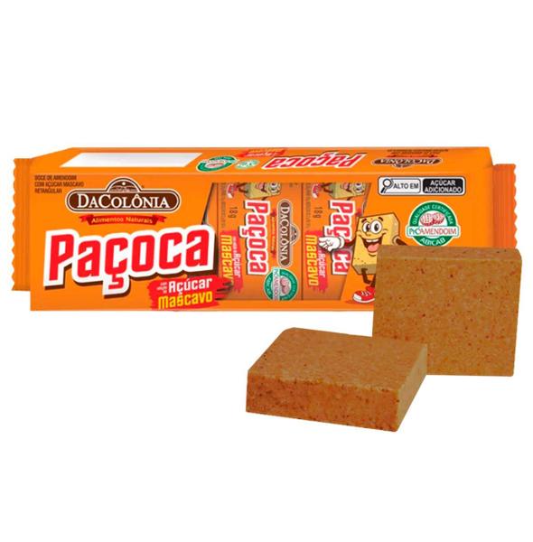 Imagem de Paçoca com Açúcar Mascavo Quadrada 180g - Dacolônia