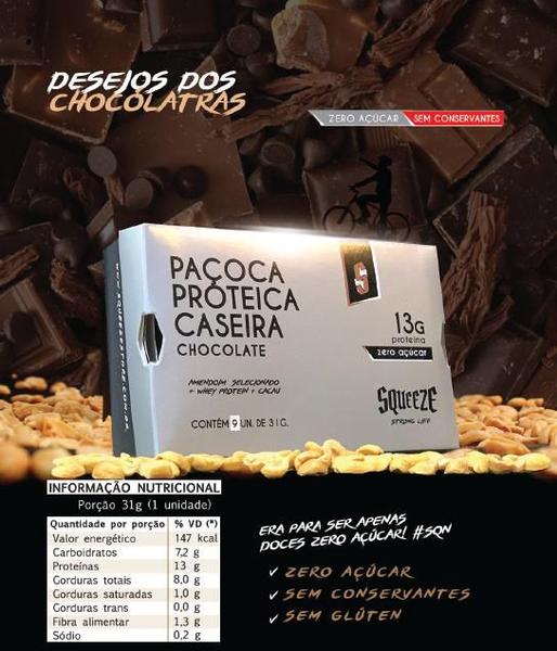 Imagem de Paçoca Proteica Caseira Chocolate (13g proteína)(Zero Açúcar) Squeeze