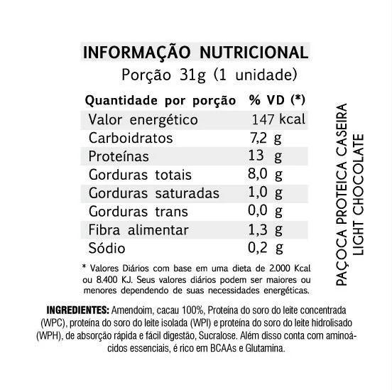 Imagem de Paçoca Proteica Caseira Chocolate (13g proteína)(Zero Açúcar) Squeeze