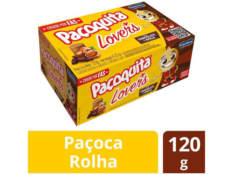 Imagem de Paçoca Rolha Chocolate e Avelã Paçoquita Lovers - 120g