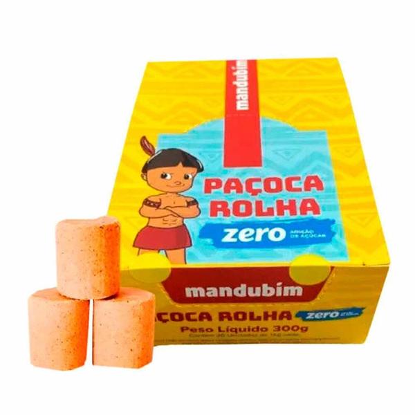 Imagem de Paçoca Rolha Zero Açúcar Mandubim (Cx Com 20 Un De 15G)