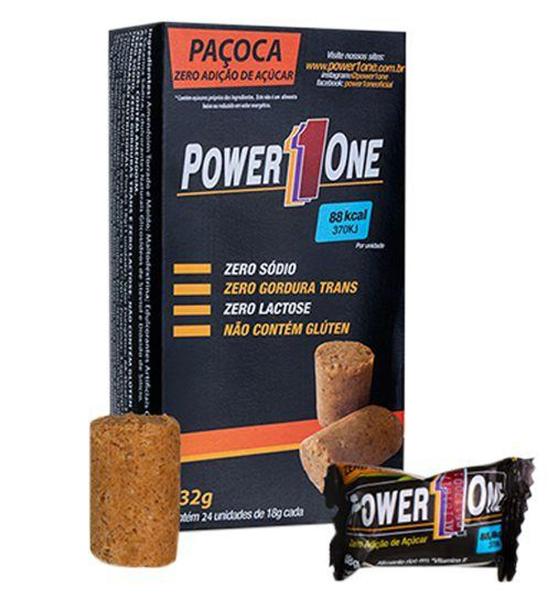 Imagem de Paçoca Rolha Zero Açúcar Power One Caixa com 24 Unidades - 432g