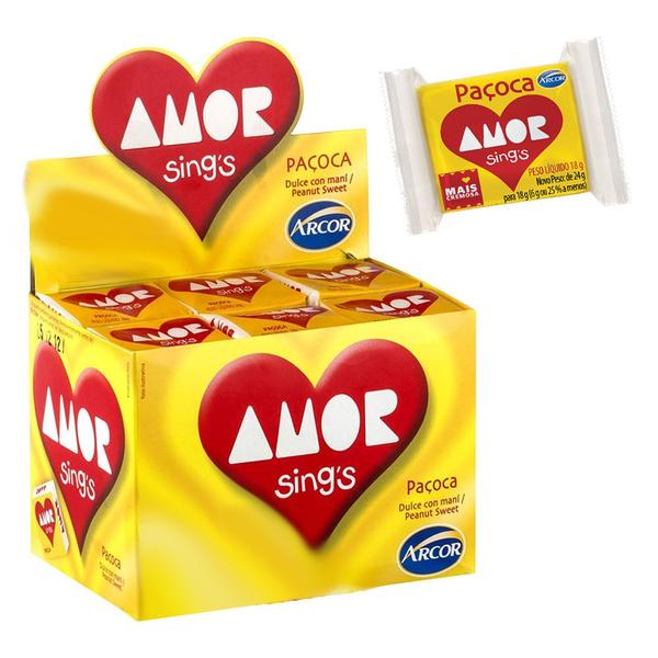 Paçoquinha Amor Sings Arcor 18g Display Com 30 Unidades Doce Atacado Imagem de Paçoquinha Amor Sings Arcor 18g Display Com 30 Unidades Doce Atacado