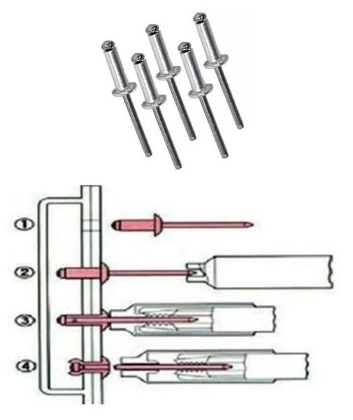 Imagem de Pacote 10 Rebite Pop Repuxo Alumínio 412 4,0 X 12mm Jomarca