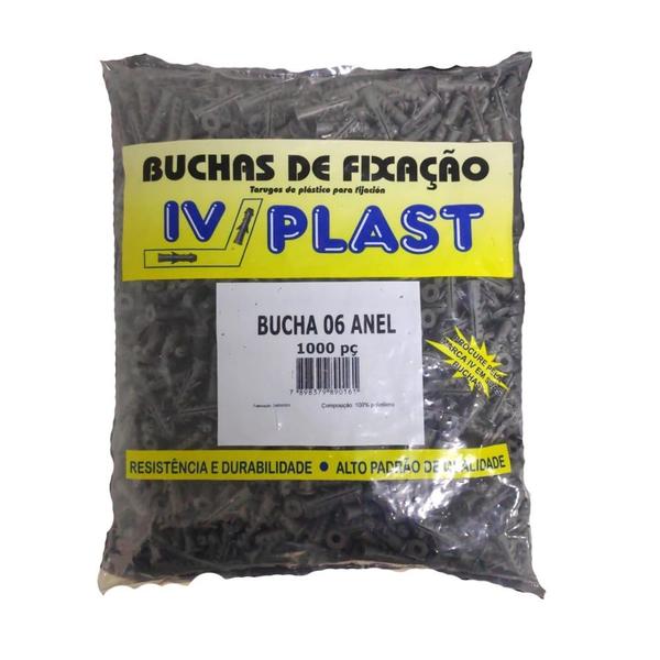 Imagem de Pacote 1000 bucha fixação com aba anel 6 mm ivplast