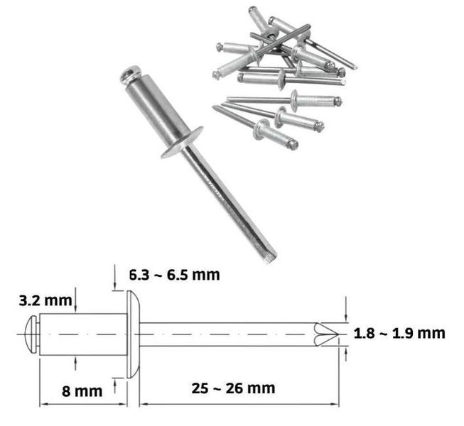 Imagem de Pacote 50 Rebite Pop Repuxo Alumínio 308 3,2x8mm Jomarca