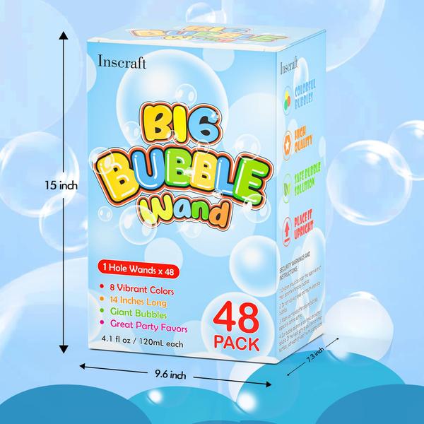 Imagem de Pacote Bubble Wands INSCRAFT 48 de 35,5 cm e 8 cores para crianças de mais de 3 anos