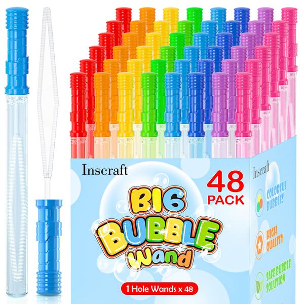 Imagem de Pacote Bubble Wands INSCRAFT 48 de 35,5 cm e 8 cores para crianças de mais de 3 anos