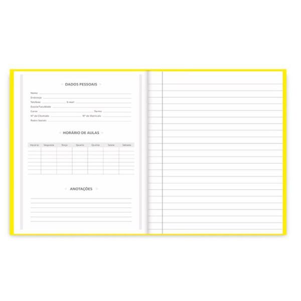 Imagem de Pacote com 05 Caderno Brochura 1/4 Pequeno Capa Dura Costurado 96 folhas - Amarelo - Máxima