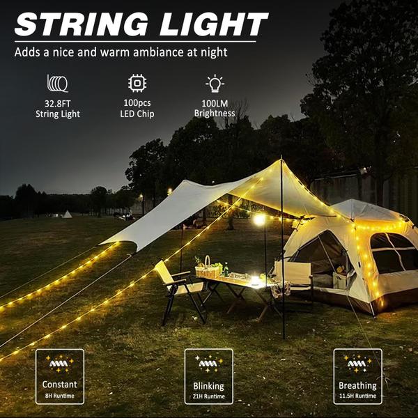 Imagem de Pacote com 1 lâmpada Camping String Light DIBMS com lâmpada recarregável de 10 m