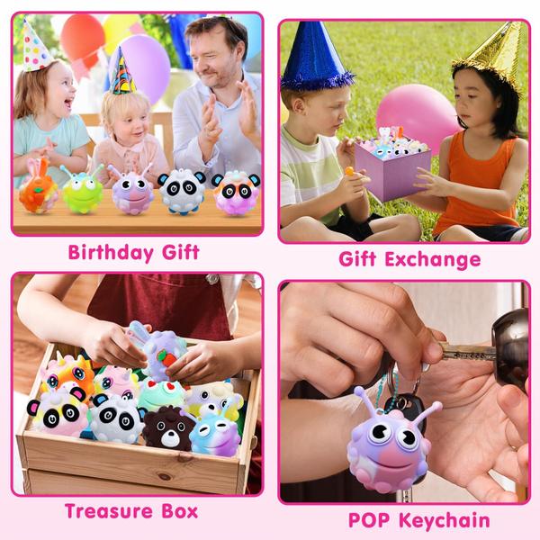 Imagem de Pacote com 18 bolas pop Fidget Toys KissFree Animal Pop Balls para crianças